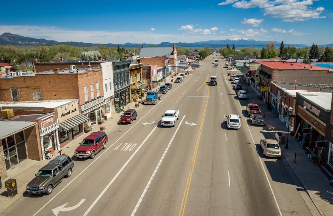 Aerial view of the town of Panguitch.