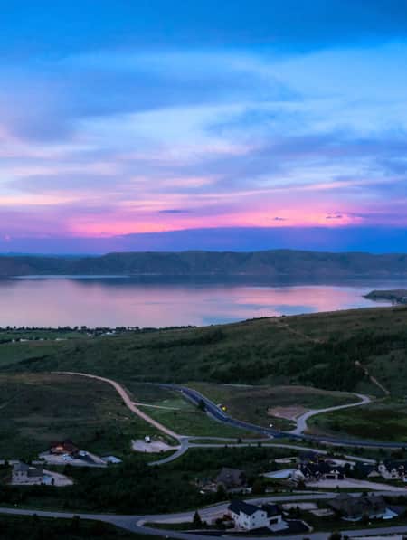 Overlook of Bear Lake at sunset