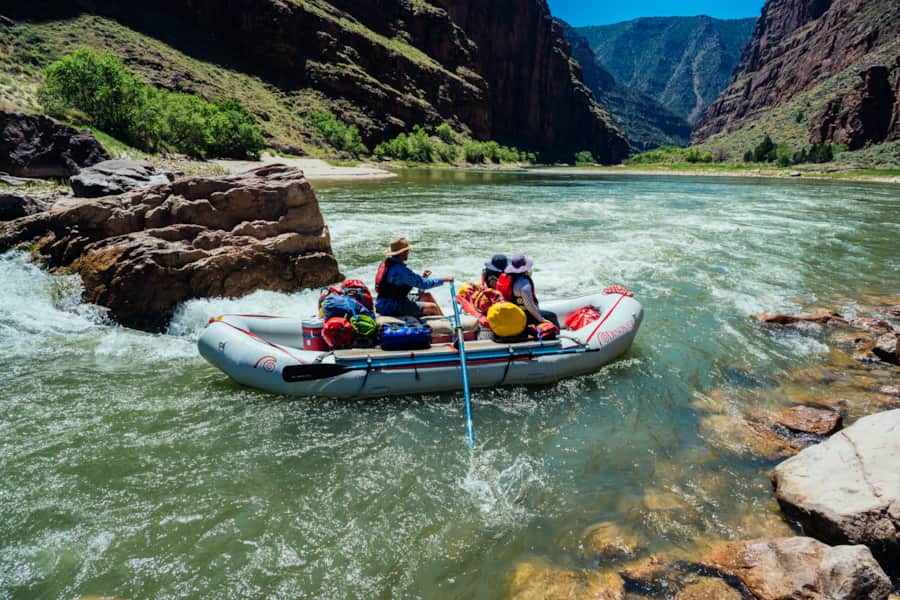 A raft along the Green River provides a unique and wondrous view of Dinosaur National Monument.