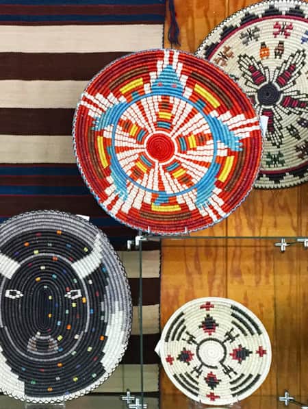 A display of hand-woven bowls.