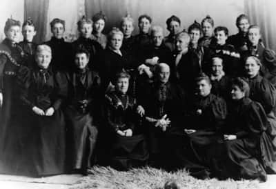 Utah’s leading suffragists gathered with Susan B. Anthony, Dr. Anna Howard Shaw, and suffragists from Colorado and Wyoming for a suffrage convention in May 1895 in Salt Lake City, shortly after Utah women’s suffrage was included in the proposed state constitution at the constitutional convention.