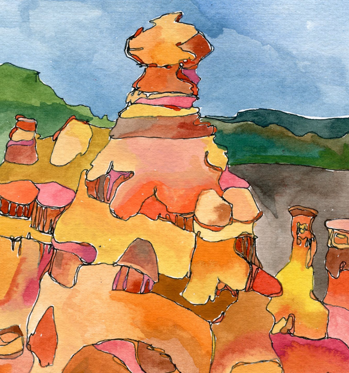 A large grouping of hoodoos at Goblin Valley State Park. 