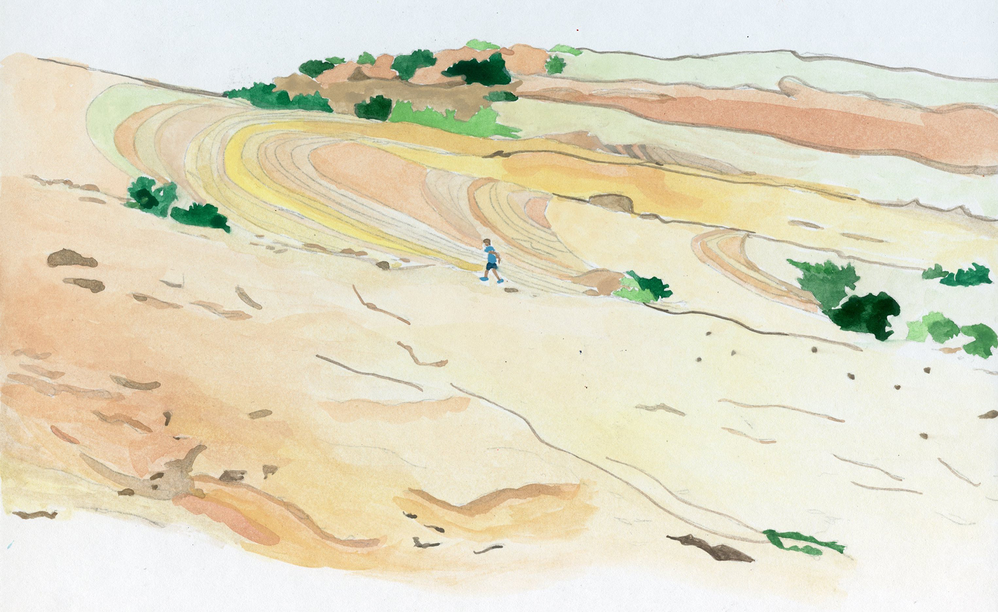 A walk up one of the flat sandstone walls at Fantasy Canyon.