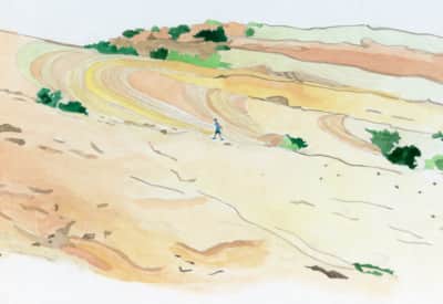 A walk up one of the flat sandstone walls at Fantasy Canyon.