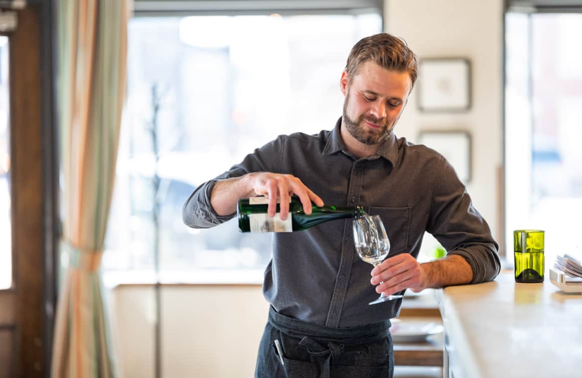 At Communal Restaurant you can order wine by the glass or bottle.