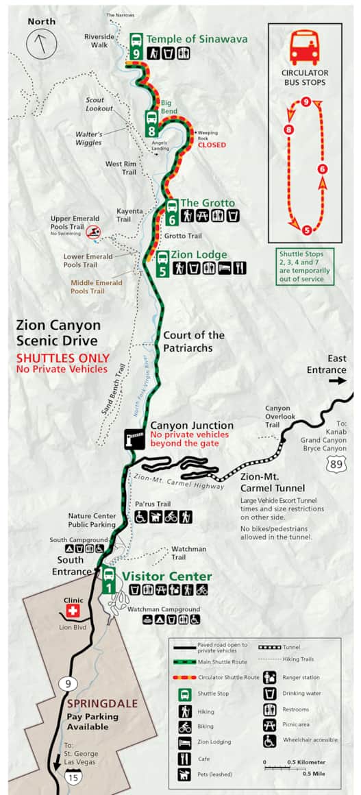 Zion National Park Map Zion National Park Shuttle [Hours, Fees, Stops] | Visit Utah