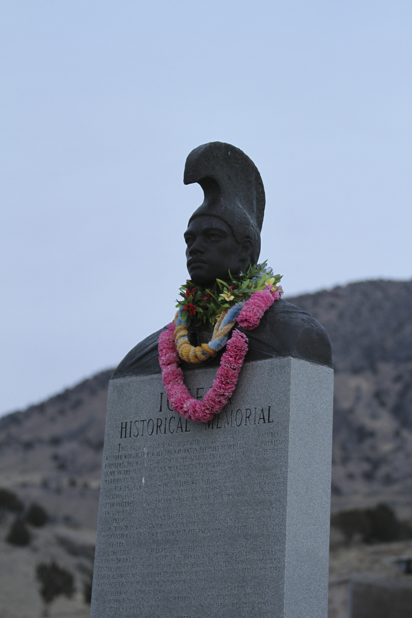 A momument and memorial at Iosepa Cemetery.