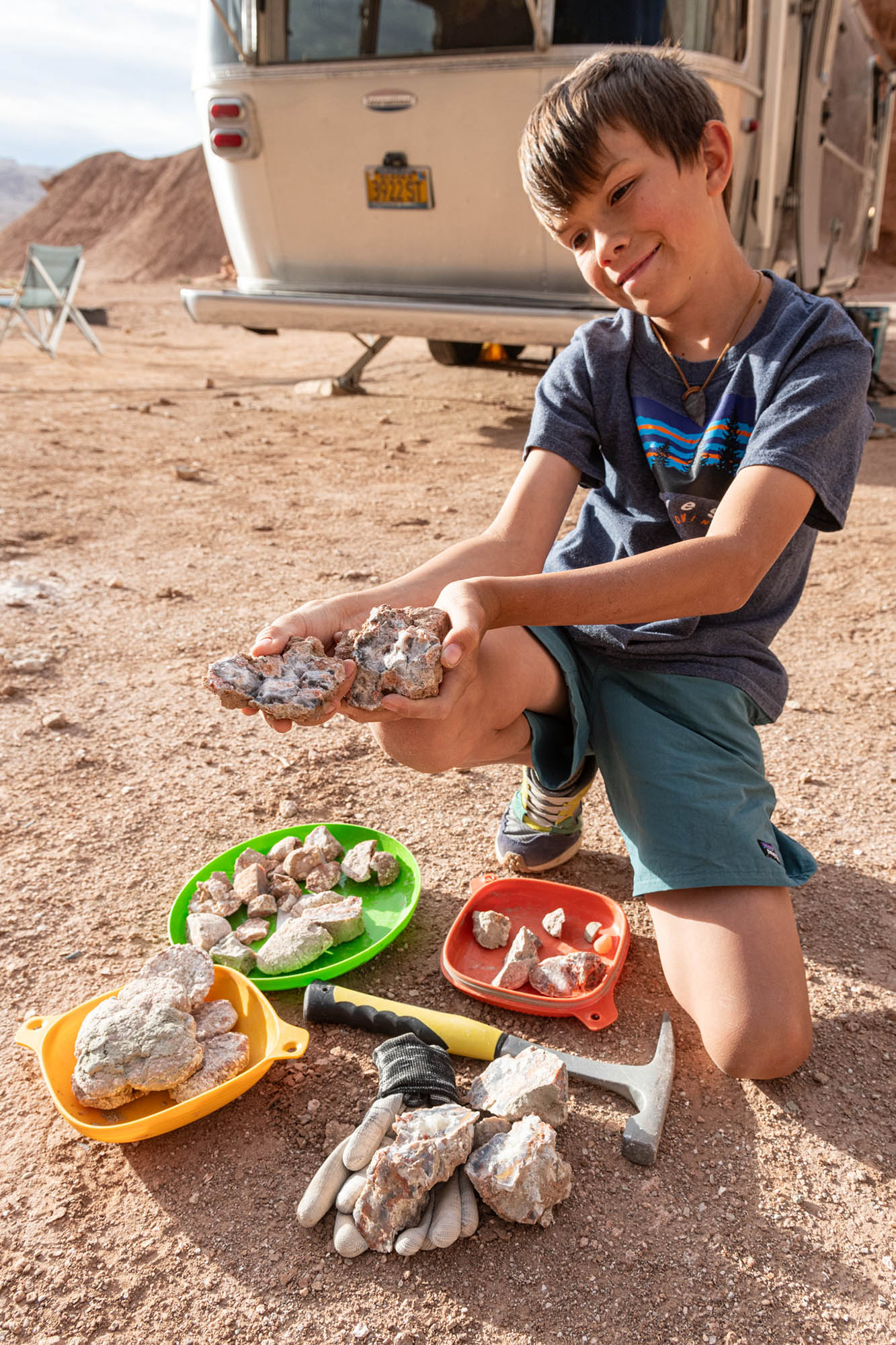 An avid rockhound, our son found a geologic haven in the exposed strata and abundant geodes found in the canyons of San Rafael Swell. It is “look-but-don’t-touch” inside the state park, but collecting a few rocks for personal-use is generally allowed on neighboring public land managed by BLM.