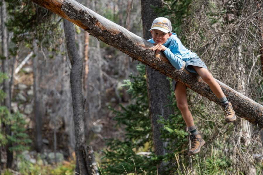 An eight-year old boy’s idea of a break during our hike on the Henry’s Fork Trail.