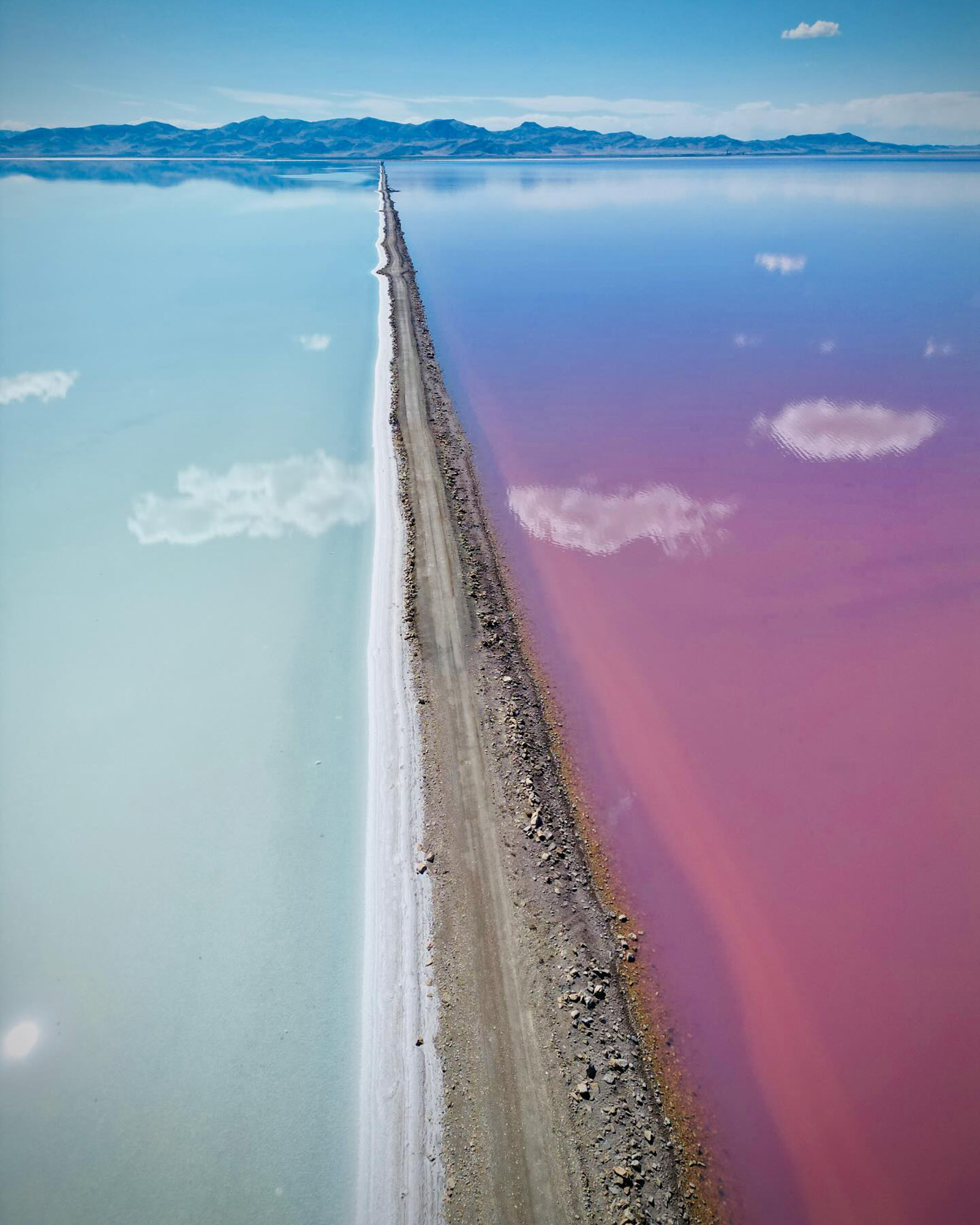 Find Stansbury Island’s pink lake, 45 minutes west of Salt Lake City, connected to the mainland by a short causeway. 