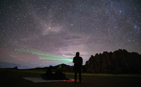 Stargazing Zion tour guides use laser pointers to trace constellations.