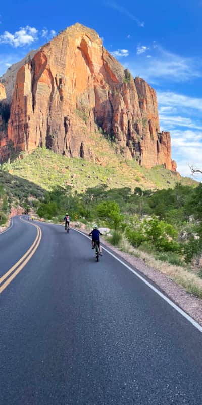 Bicycles — including e-bikes — are allowed on the paved road in Zion Canyon, making them a great option for transportation from trail to trail.
