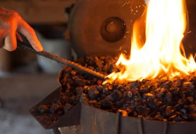 Blacksmithing at the American Heritage Center.