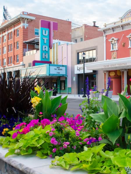 Street view of a historic downtown area, showcasing the architecture and layout of the buildings and streets.