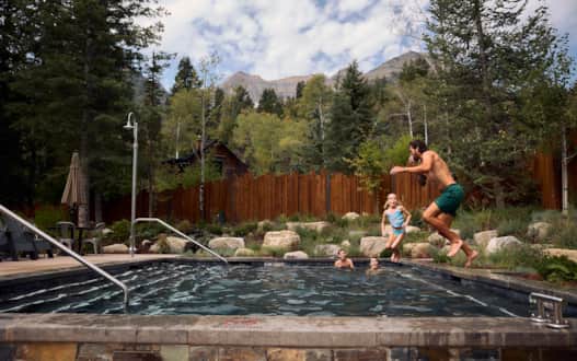 The Springs at Sundance Mountain Resort features two hot tubs and one large relaxation spa with incredible views of Mt. Timpanogos.