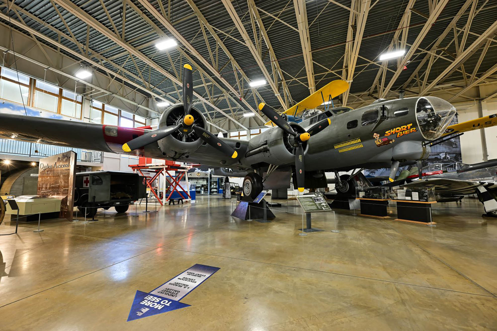 BOEING B-17G “FLYING FORTRESS” S/N 44-83663: Defined by its weapon and equipment improvements, the B-17 bomber could withstand intense hits under enemy fire and was known for its use in the strategic bombing of German industrial targets during World War II. Hill Field, later renamed to Hill Air Force Base in 1948, performed a significant amount of repair and maintenance on B-17s during and after World War II. (Rex Hadley Gallery)