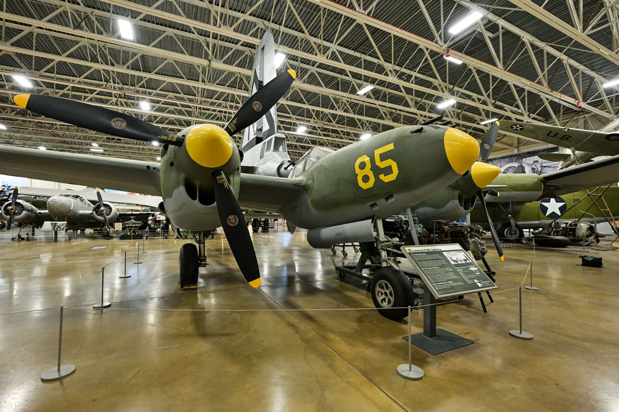 LOCKHEED P-38J “LIGHTNING” S/N 42-67638: During the North African campaign of World War II, the German Luftwaffe (aerial warfare branch) nicknamed the P-38 “The Forked-Tail Devil” for its unusual split-engine design and prowess in combat. While never stationed at Hill Field, the installation performed maintenance on this aircraft’s engines. (Rex Hadley Gallery)