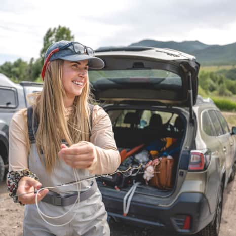 Haslem gears up for an evening session of fly fishing.