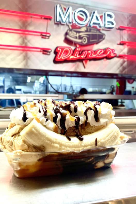 Moab Diner serves an assortment of ice cream flavors and sundaes.
