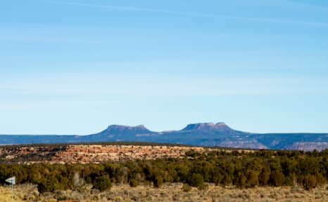 A view of the Bears Ears buttes, so distinctive that in each of the native languages of the region their name is the same.