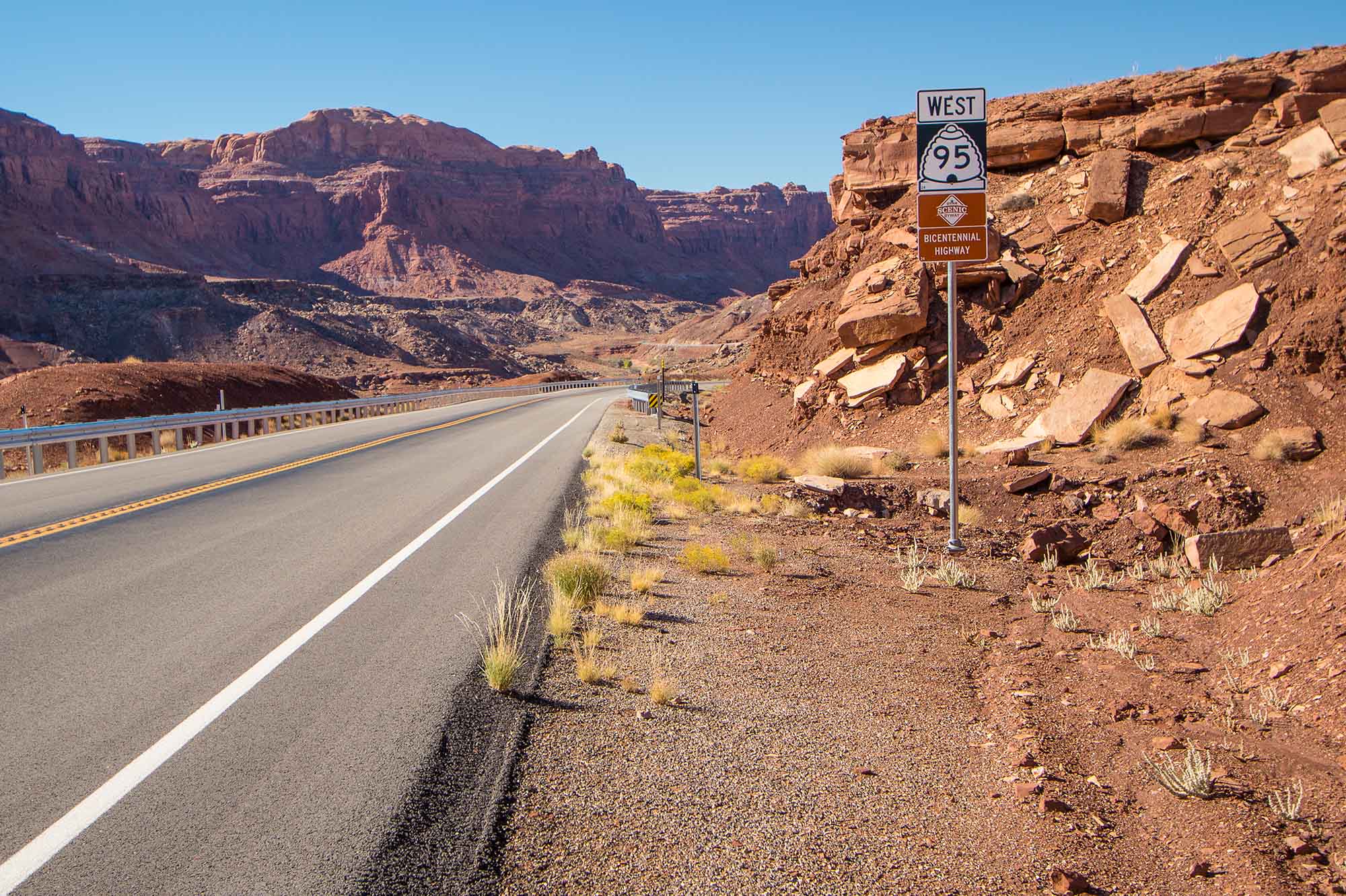 Completed in 1976, Utah’s Bicentennial Highway Scenic Byway runs 133 miles from Hanksville to Blanding.