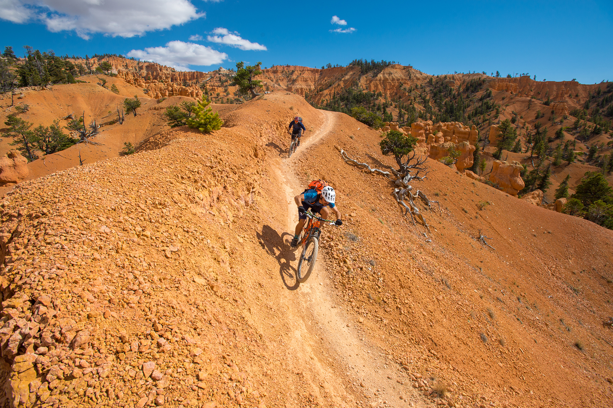 While Bryce Canyon National Park prohibits off-road biking, Red Canyon welcomes mountain bikes.