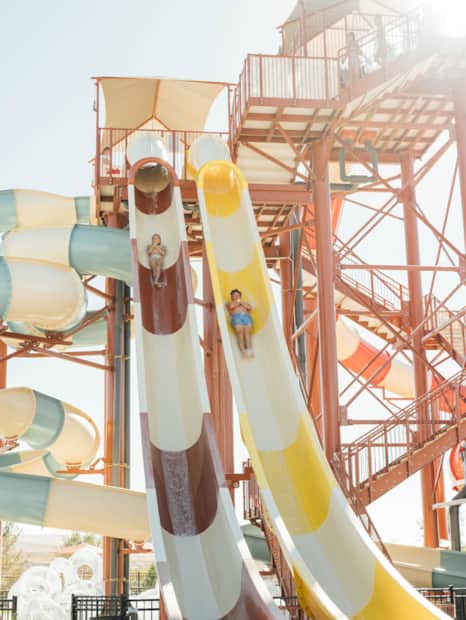 Feel the rush as you zoom down the thrilling waterslide at the Yogi Bear Water Zone.