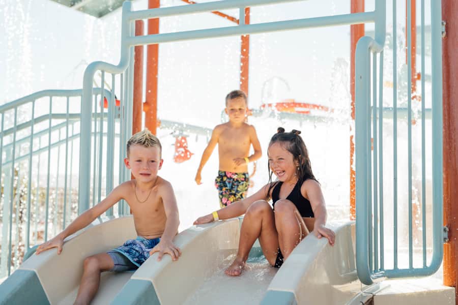 Even the littlest adventurers have their own dedicated space to splash and play at our smaller, kid-friendly splash pad area.