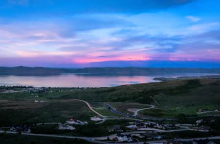 Overlook of Bear Lake at sunset