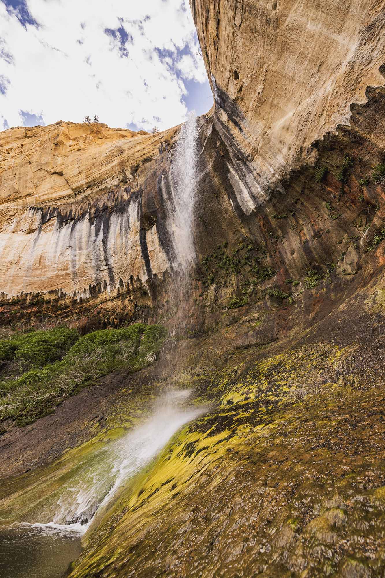 The upper trail leads up-canyon to the head of the falls and a small pool at the top.