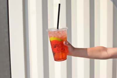 Swig was one of the early soda shops that originated in St. George, Utah in 2010. Pictured is their Riptide soda, which consists of Sprite, cranberry, raspberry puree, and fresh lime.