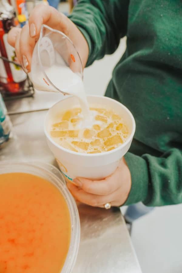 Simply put, a dirty soda is your typical fountain soda, but with added ingredients such as heavy creams, flavored syrups, candy pieces or fruit juices.
