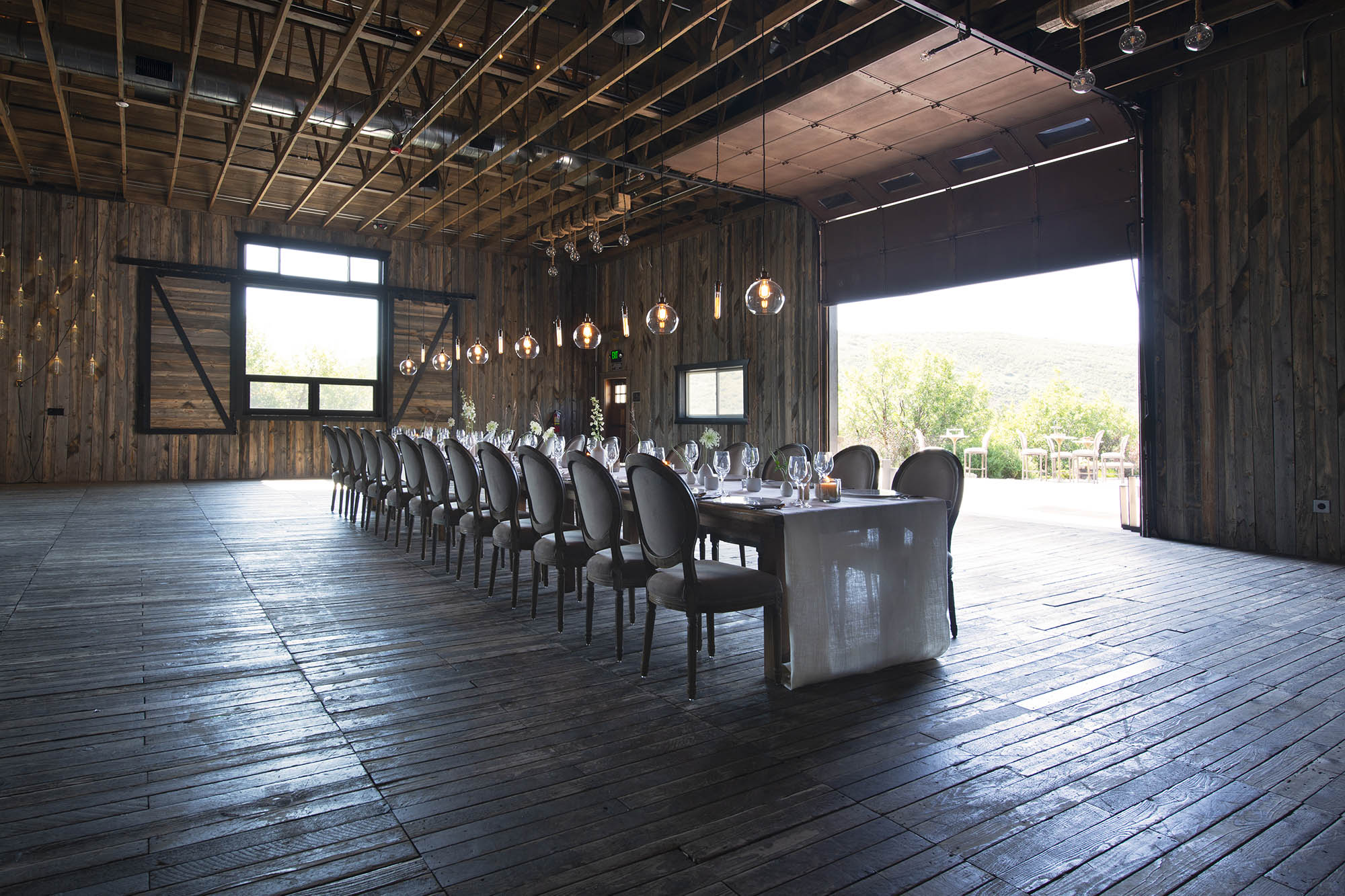 The Arena is an 8,000 square-foot venue that was once the original indoor riding arena for Blue Sky Ranch.