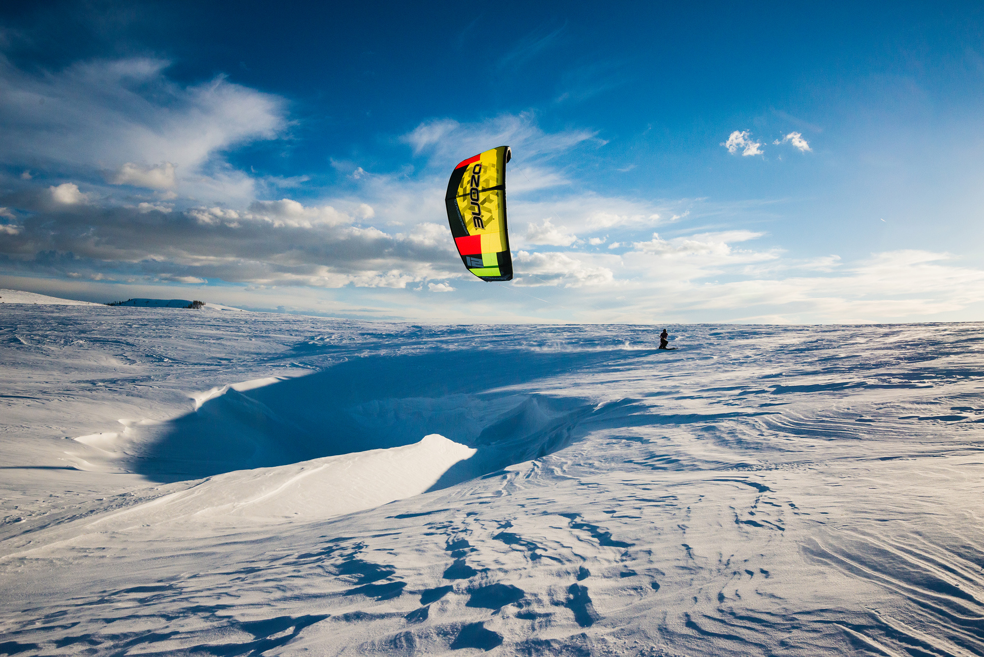Snowkiting Central Utah's high-plateau frontier, Skyline Drive.