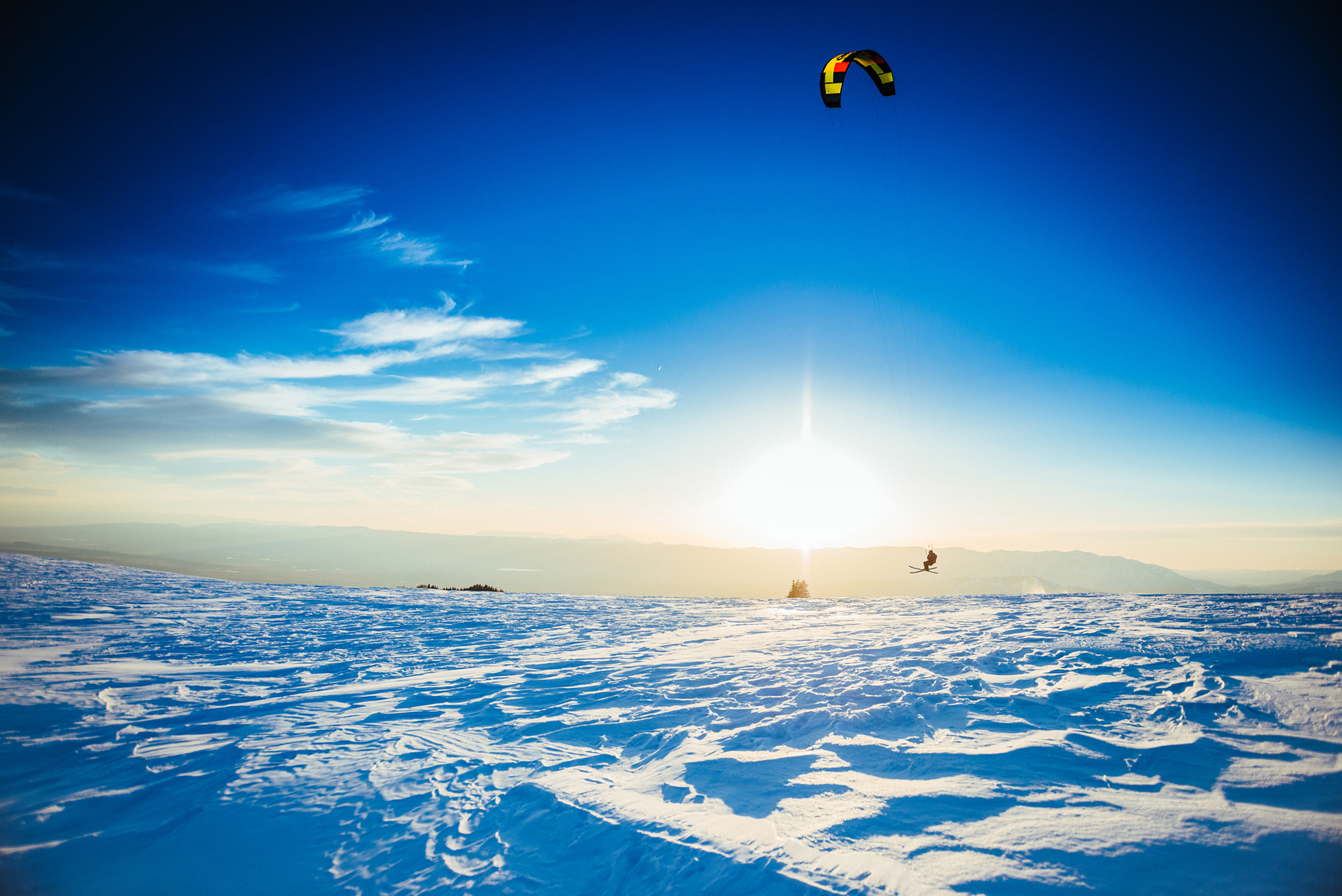 Snowkiting Central Utah's high-plateau frontier, Skyline Drive.