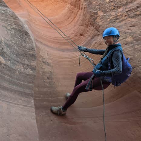 Rappelling among the slot canyons