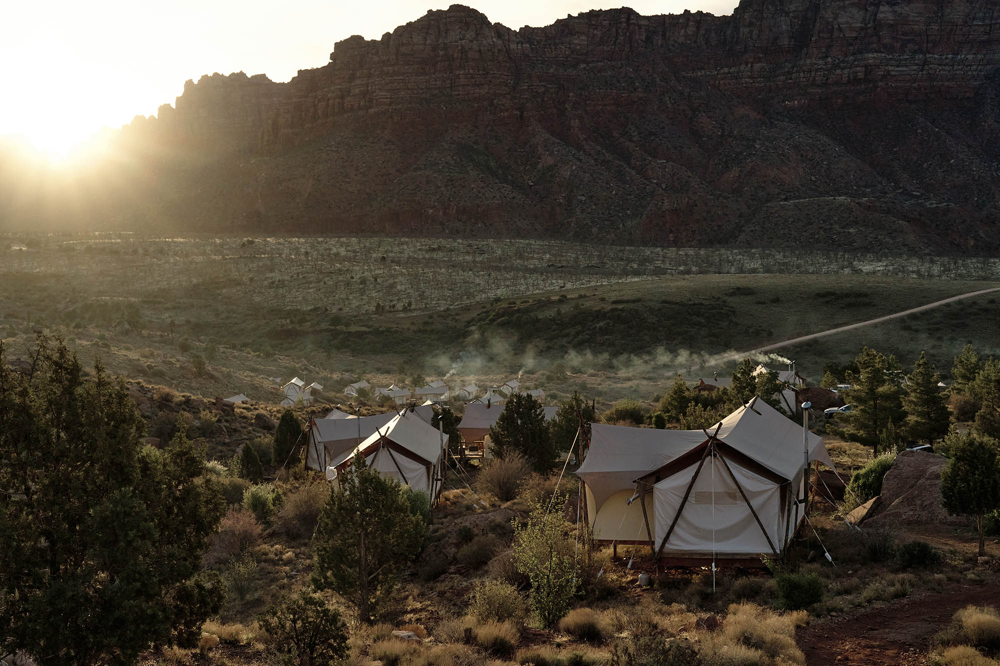 It's hard to beat the Zion views by day and the dark skies at night, whether tent camping, curling up in an RV, or choosing a glamping experience like Under Canvas Zion, shown here.
