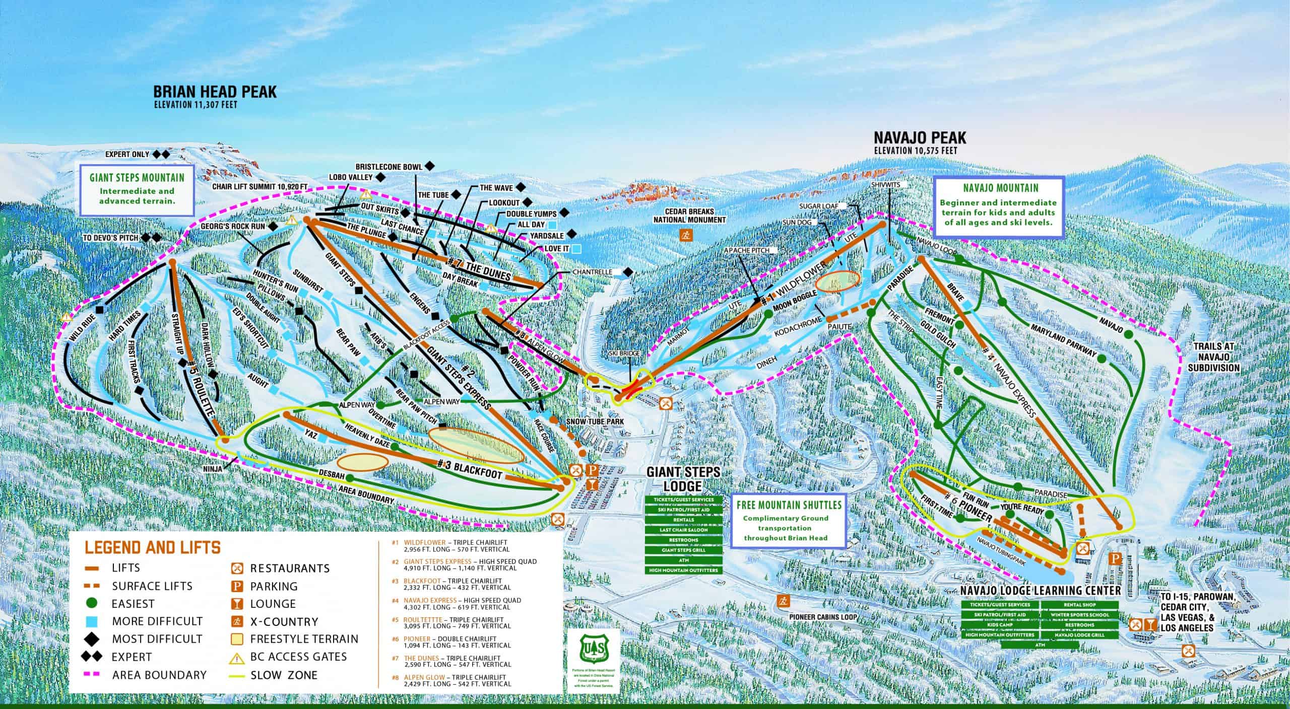 Brian Head Resort Skiing Lodging - Brian Head Trail Map 
