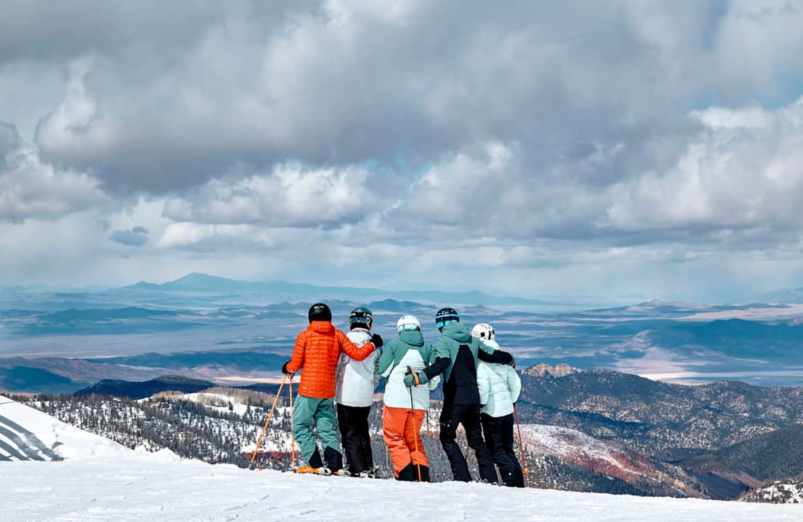 At Brian Head, the views are as dramatic as the skiing, with snow-covered slopes set against a backdrop of iconic red rock.