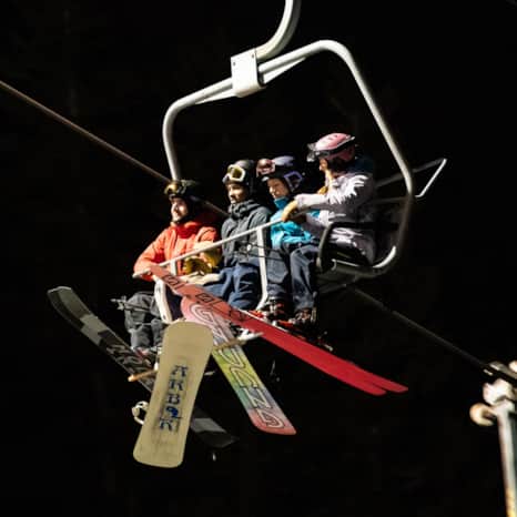 Night skiing is even better with friends.