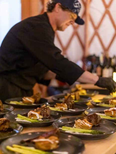 The yurt’s renowned chefs prepare a menu daily with locally sourced ingredients.