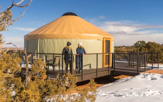 Yurt camping at Dead Horse Point State Park.