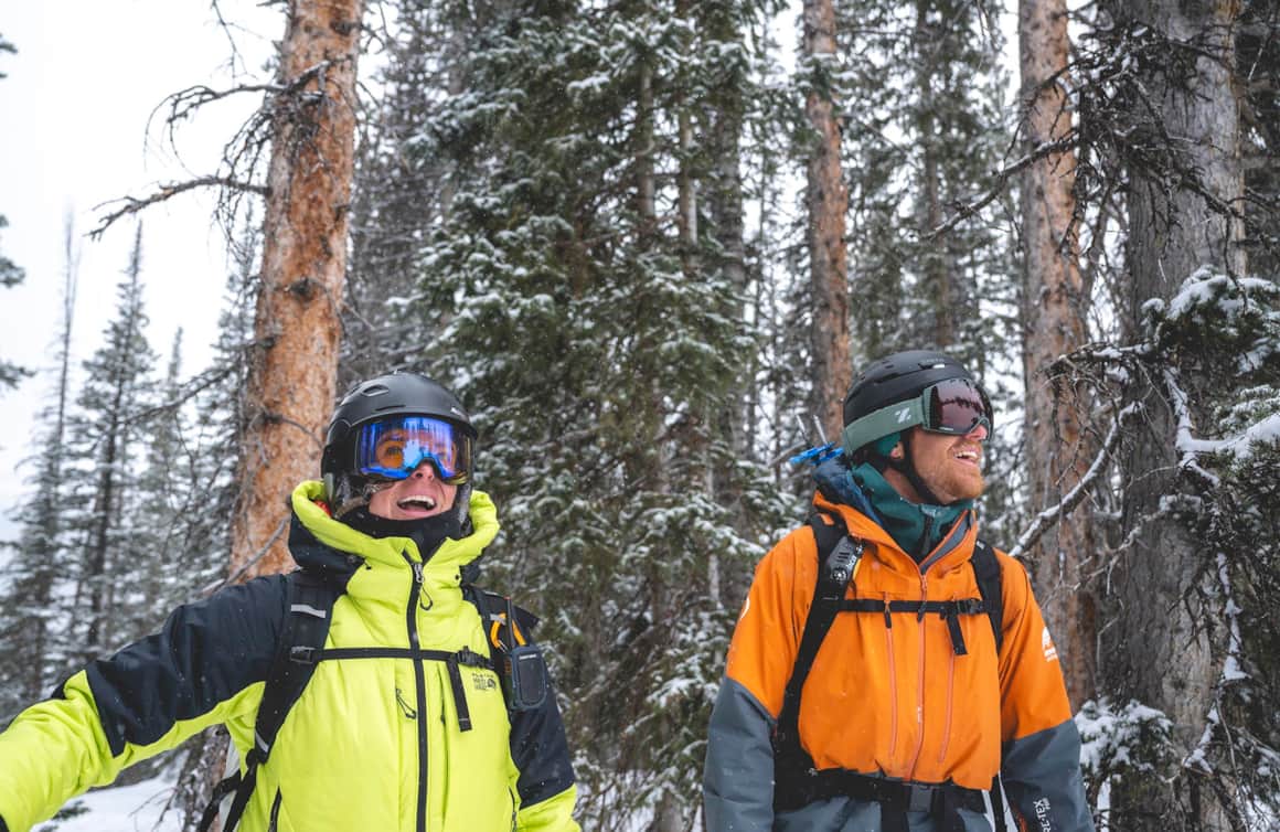 Rachael Burks and Sam Thackeray looking back with excitement after dropping into their first few turns.