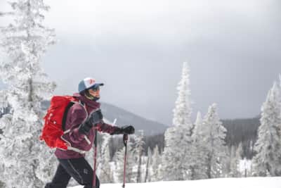 Melissa Fields ski touring near the Castle Peak Yurt in the Uinta Mountains.