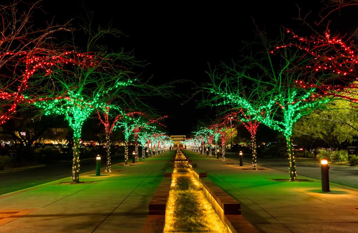 Tuacahn's "Christmas in the Canyon" event features over 250,000 twinkling lights.