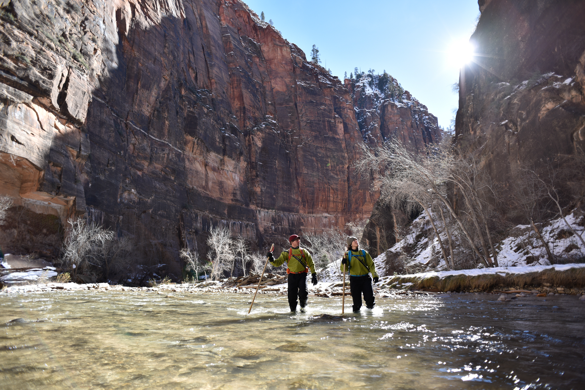 A winter-water trek through the Narrows.