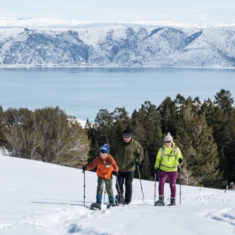 The afternoon snowshoe included spectacular views of Bear Lake.