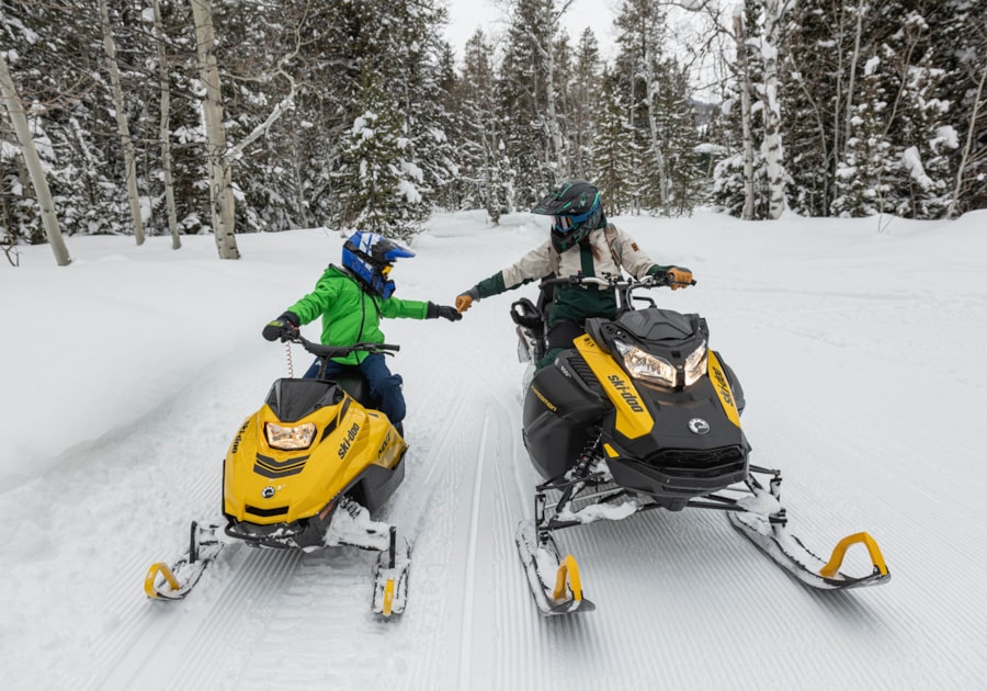 Ok, let’s do this! Mother and son get ready for some trail riding at Beaver Creek Lodge.