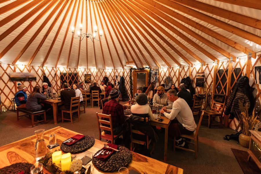 Enjoy an intimate outdoor fire pit with s’mores or stay cozied up inside the yurt for the perfect winter atmosphere you’ve been seeking.