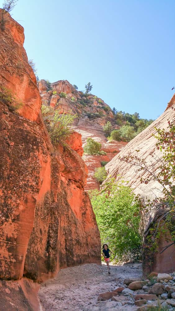 Keeping spirits up beneath the red rock.